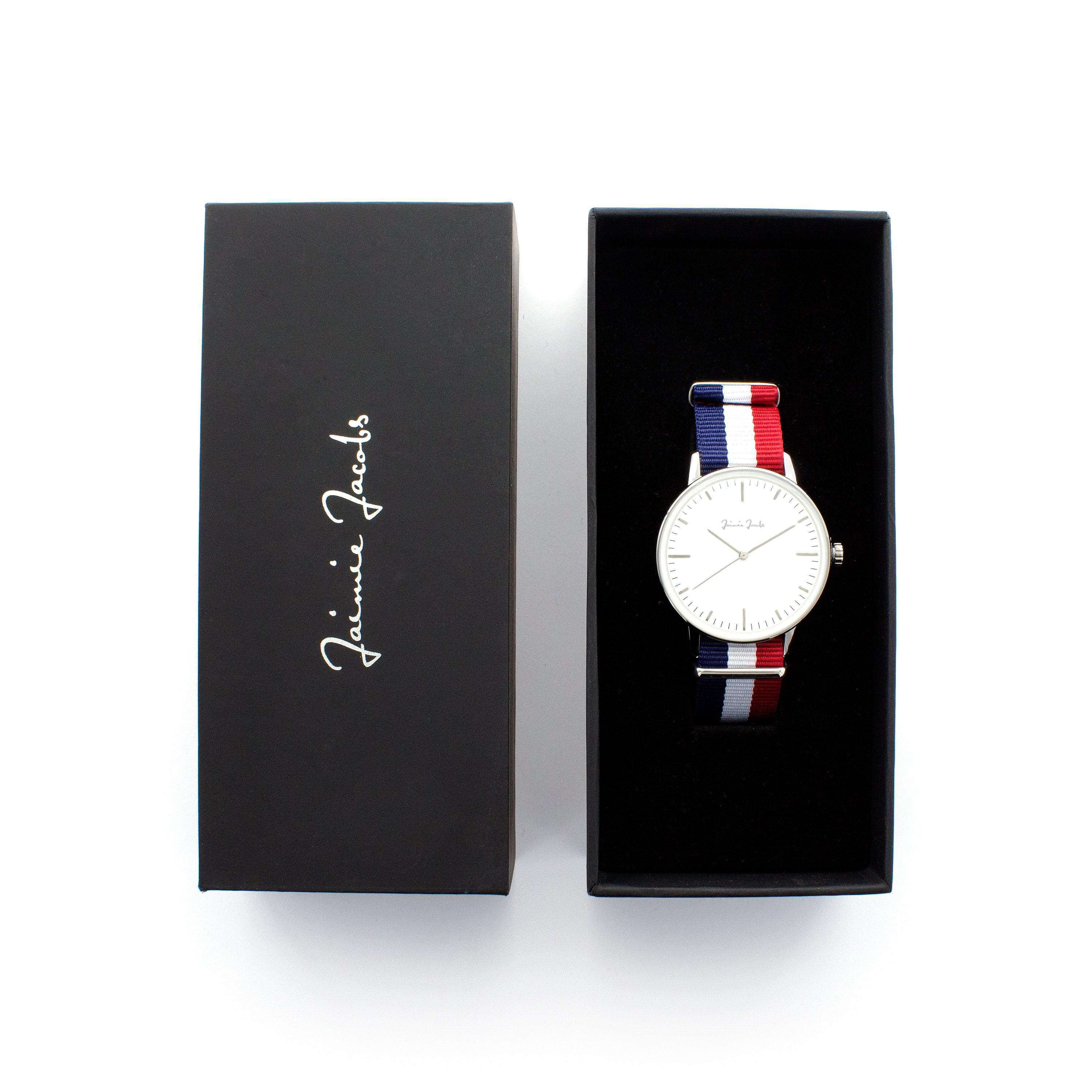 jaimie-jacobs-watch-maxvorstadt-sunrise-uhr-42mm-mit-nato-band-rot-wei-blau image 4