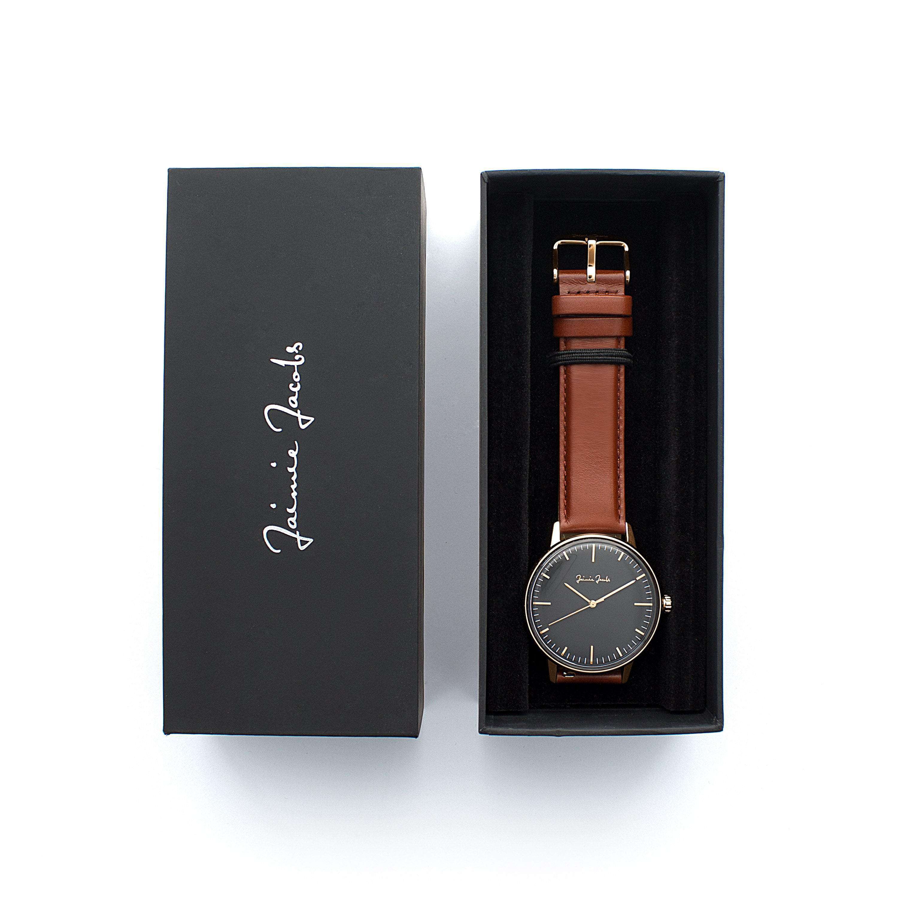jaimie-jacobs-watch-schwabing-midnight-uhr-42mm-schwarz-mit-lederband-braun image 4