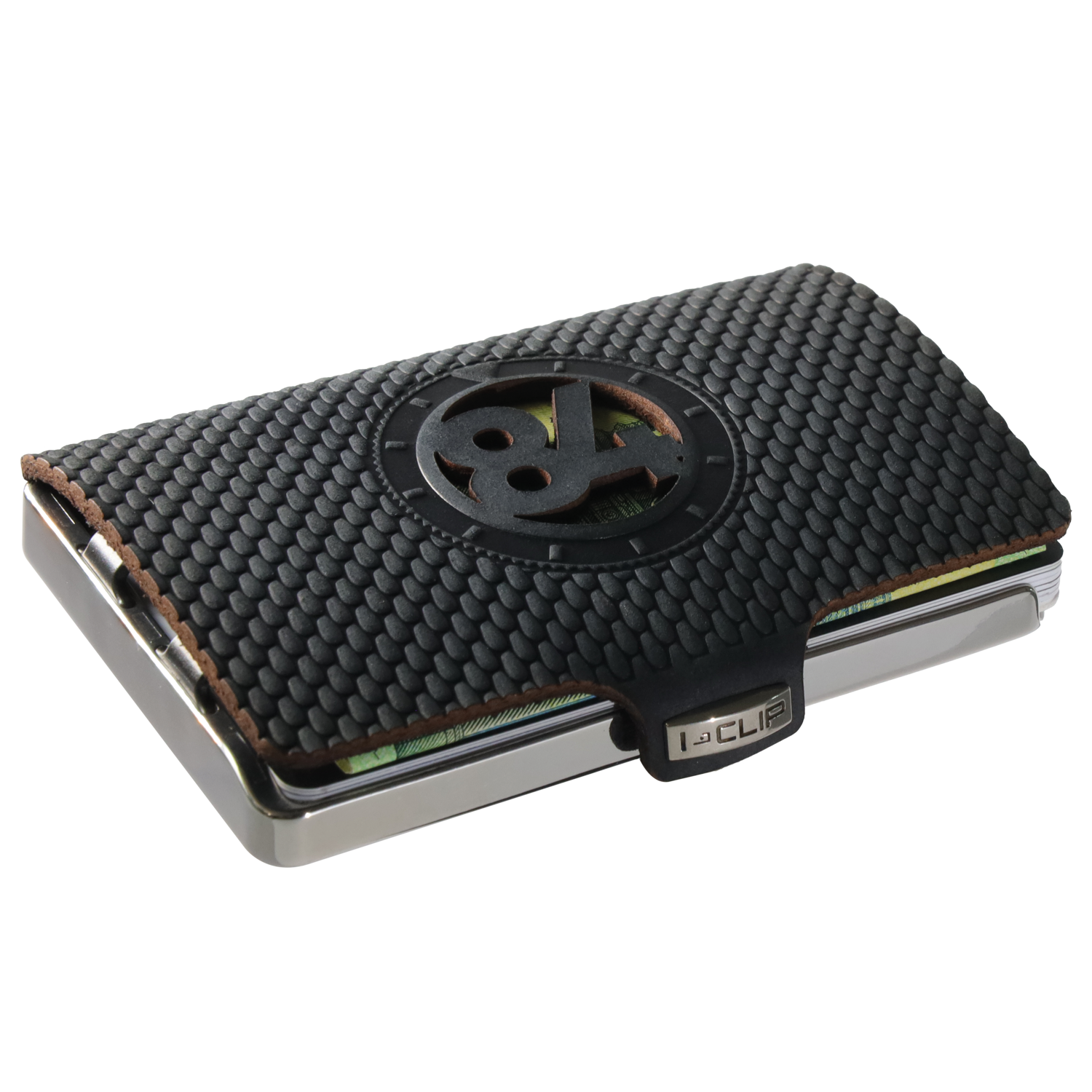 i-clip-steel-polished-timekeeper-1984-black-minimalist-wallet image 1