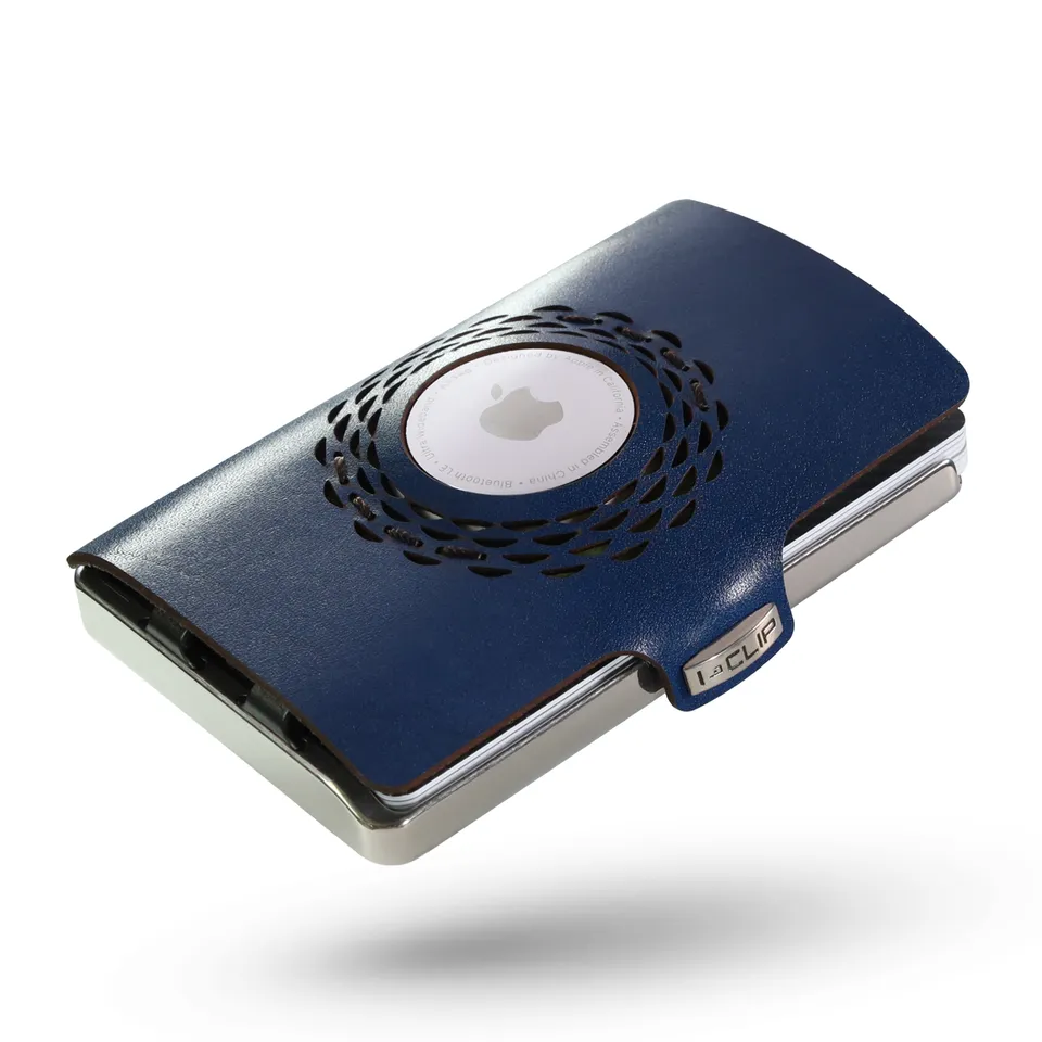 i-clip-steel-polished-f-r-apple-airtag-blue-kartenetui image 1