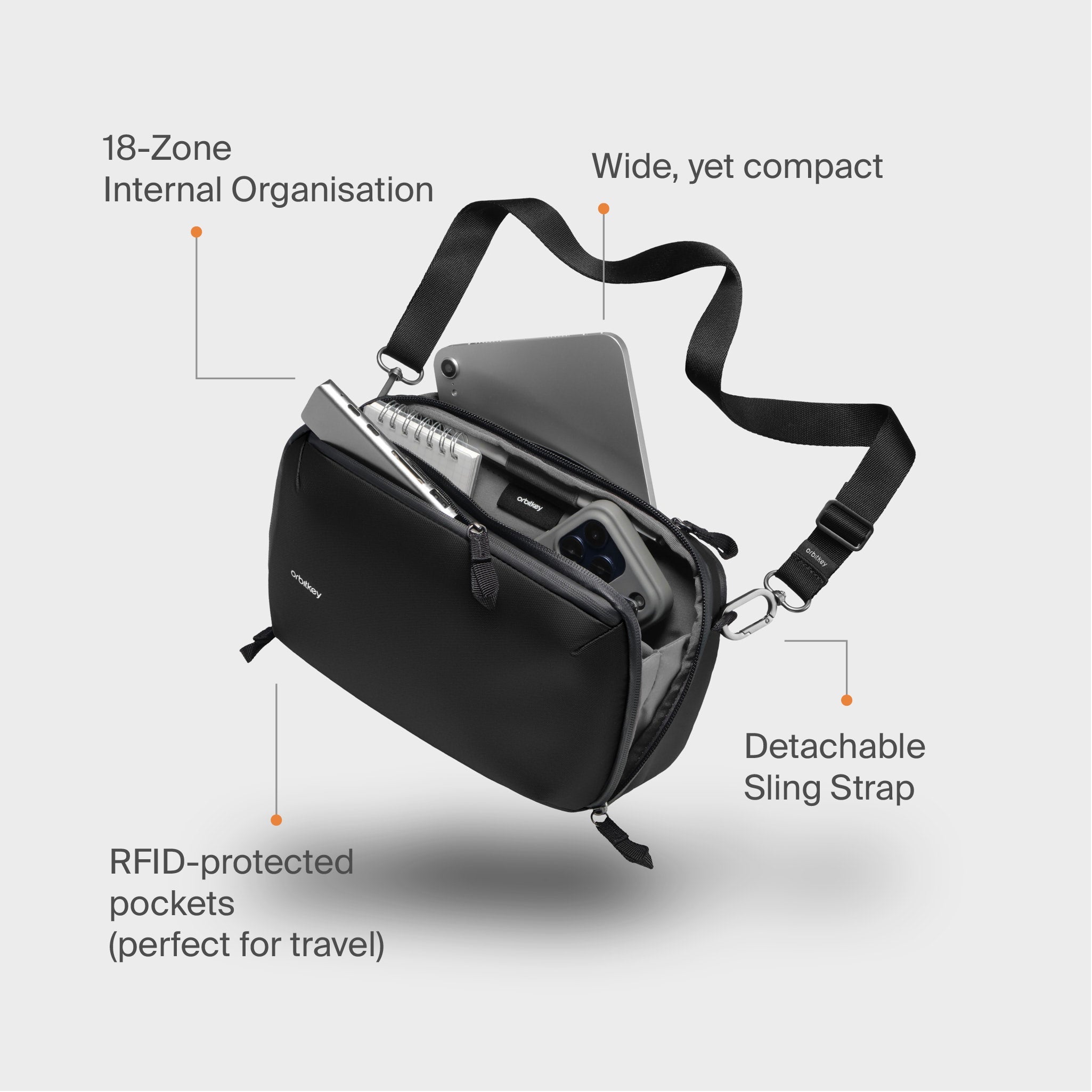 orbitkey-tech-sling-umh-ngetasche-rfid-schutz-18-f-cher-abnehmbarer-gurt image 7