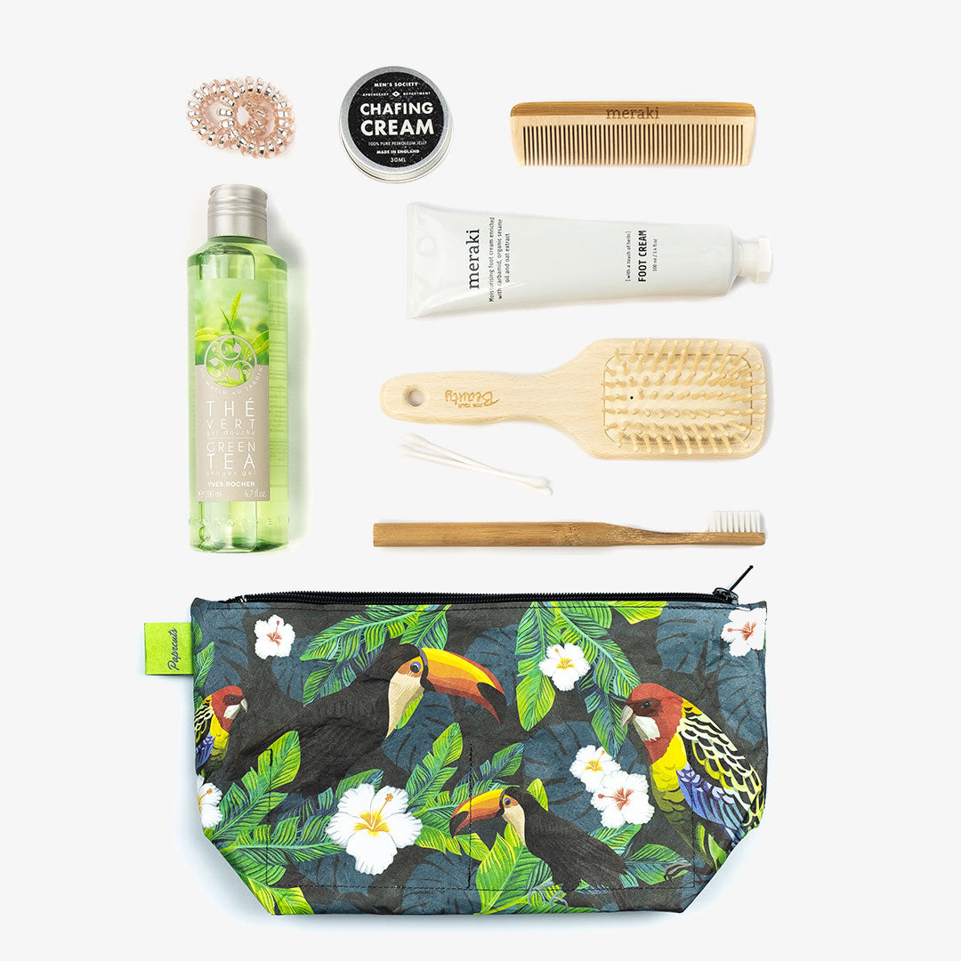 paprcuts-tucano-parrot-kulturbeutel-tyvek-washbag-schwarz-gr-n-dschungel image 4