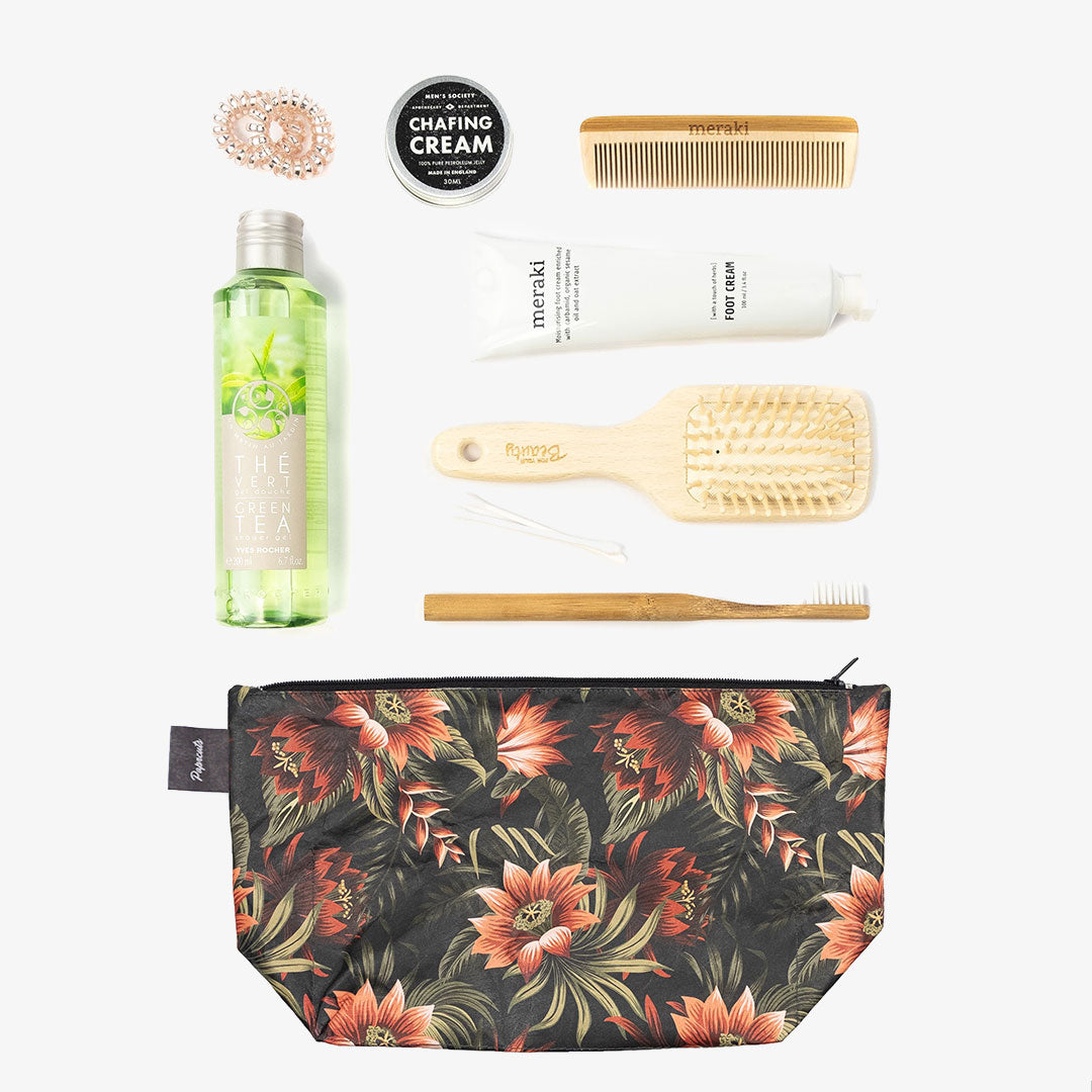 paprcuts-pua-kulturbeutel-tyvek-washbag-schwarz-mit-blumen image 3
