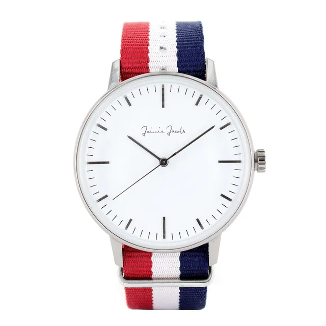 jaimie-jacobs-watch-maxvorstadt-sunrise-uhr-42mm-mit-nato-band-rot-wei-blau image 1